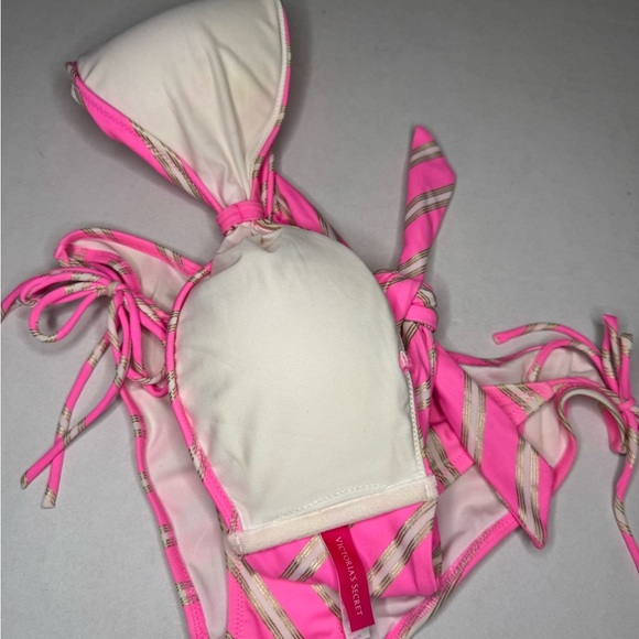 Pink and Gold Striped Bikini Set - Picture 6 of 11